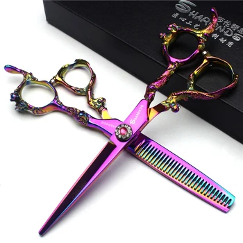 

Dragon Barber Haircutting Scissors Hair Professional 6 makas barbearia Stainless Steel Cutter Straight Scissors Thinning shears