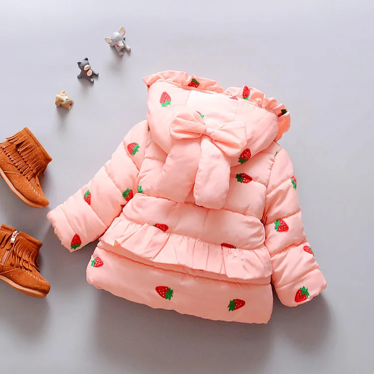 BibiCola/верхняя одежда для детей; пальто с капюшоном на хлопковой подкладке для маленьких девочек; зимняя куртка; Милые пуховики и парки для малышей