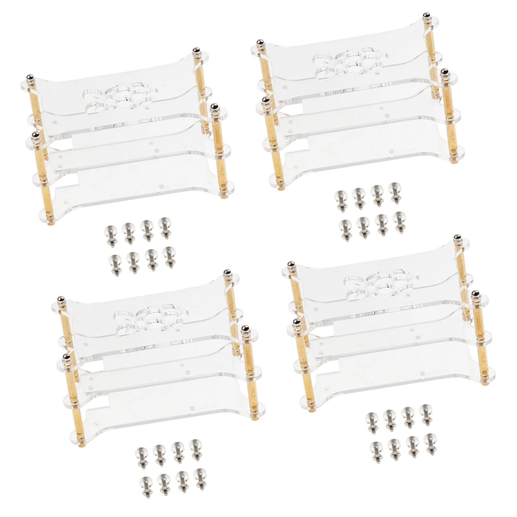 4Pack Acrylic Case Stack Enclosure Stackable Dog Bone Shape for Raspberry pi