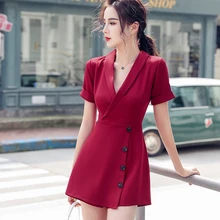 Зубчатый комбинезон для женщин игровая одежда кнопки тонкая задняя молния Высокая талия Шорты широкие брюки Комбинезоны macacao S96294