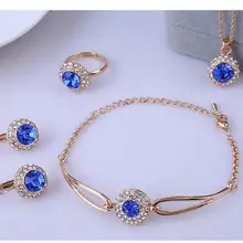 925 Серебряный Фиолетовый синий cz циркония кристалл кулон колье, браслет, серьги, кольца костюм сплава ювелирные наборы
