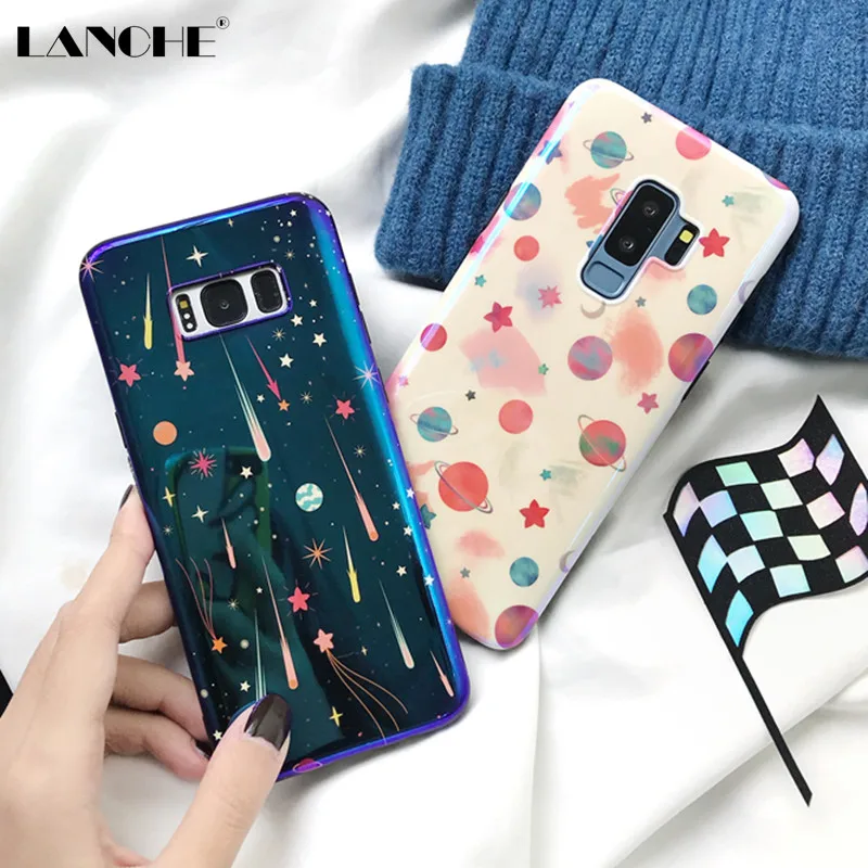 Мягкий силиконовый чехол LANCHE для Samsung Galaxy S10 Plus Lite S8 S9 Note 8 9 Blu-Ray Moon Planet |