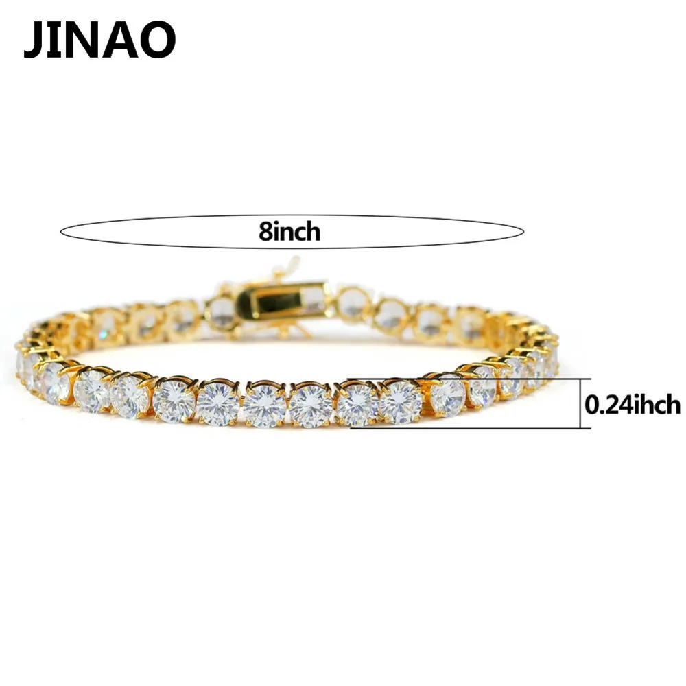 JINAO 1 ряд AAA кубический цирконий выложенный весь сверкающий браслет для тенниса