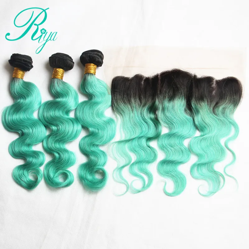 1b light green bundles with lace frontal closure (1)