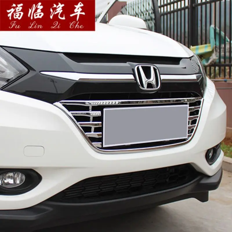 

MONTFORD ABS Chrome Exterior Front Grille Frame Stickers Protector Car Styling 1Pcs Fit For Honda HRV HR-V Vezel 2014 2015 2016