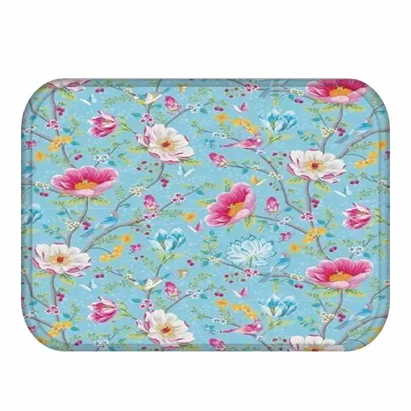 Flannel Rural Waterproof Anti-Slip Floor Mat Flowers And Birds Bathroom Rugs Decorative Stair Tapete Peludo Home Decor Rugzak