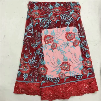 

2019 Best Selling Swiss voile Laces African Lace Fabric Red Nigerian French lace Fabric High Quality African Tulle Lace Fabric
