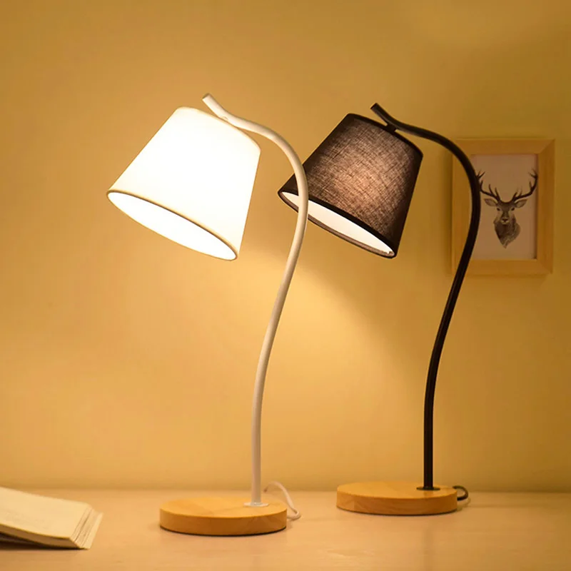 

Desk creative lamp, solid wood eye LED desk lamp simple modern For Living Room bedroom bedside lamp E27