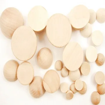 

Natural Half Wooden Beads Wooden Hemispherical Natural Wood Ball Sticker/Patch For DIY Kids Toys Pacifier Wooden toys