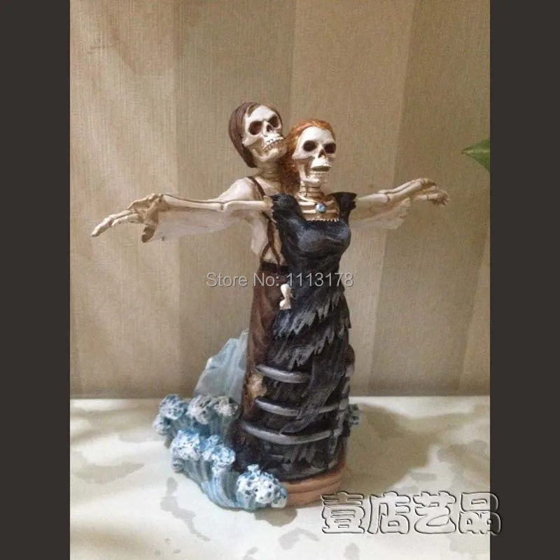 Online Get Cheap Halloween Skull Cake Toppers -Aliexpress.com Wedding Cake Topper Halloween Skull Titanic bride and bridegroom Figurine cake toppers Valentine's Day gift free - Online Get Cheap Halloween Skull Cake Toppers -Aliexpress.com