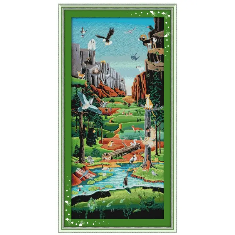 

Zoo DIY Handmade Needlework Counted 14CT Printed Cross Stitch Embroidery Kit Set Home Decoration