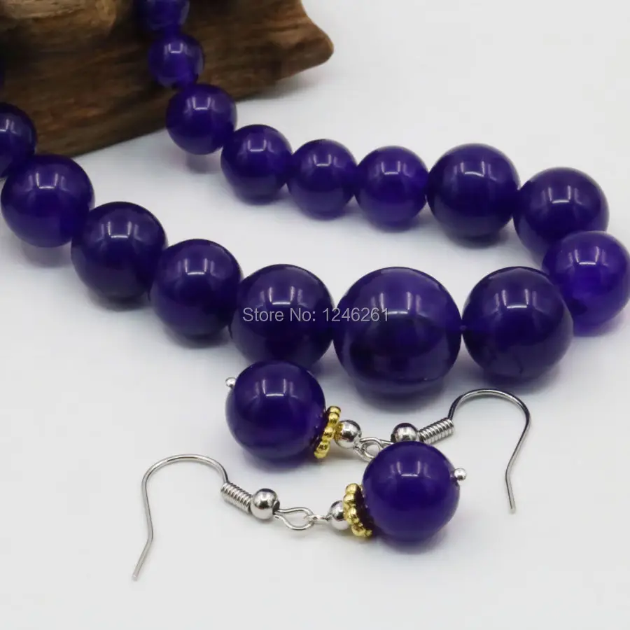6-14 мм халцедон башня ожерелье цепь серьги наборы натуральный фиолетовый камень 18 дюймов модные ювелирные Бусы Женские подарки аксессуары