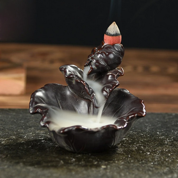 Handmade Lotus leaf Fragrant Censer plate Backflow Incense Burner
