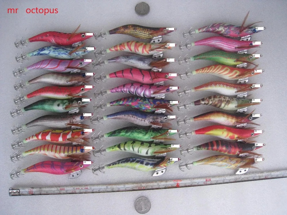 

MR OCTOPUS 20pcs 3.5# squid jigs,squid hook ,fishing lure,wood shrimp,fishiang bait ,fishing tackle ,fishing accessory13.5cm.20g