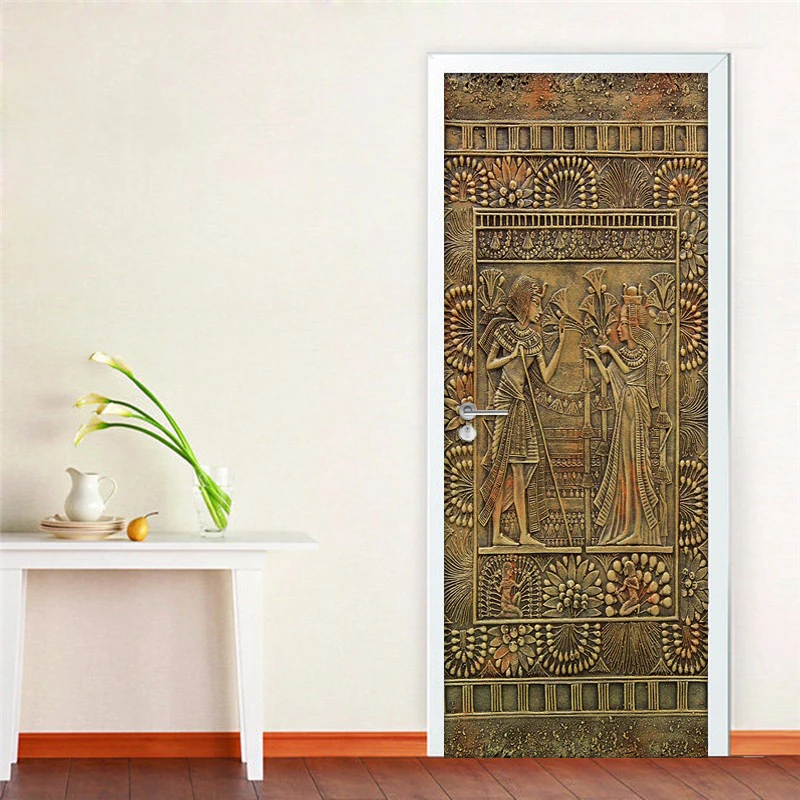 Египетский фараон, наклейка на дверь, домашний декор, ПВХ, водонепроницаемая самоклеющаяся наклейка, сделай сам, Настенные обои для гостиной, спальни, двери