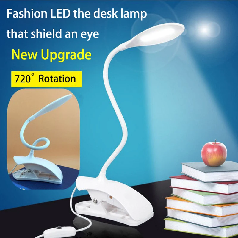 

3W LED Reading Study Desk Lamp With Clamp Flexible Eye-Protection USB Table Lamp Flexional Stand Folding Clip Desktops Lighting