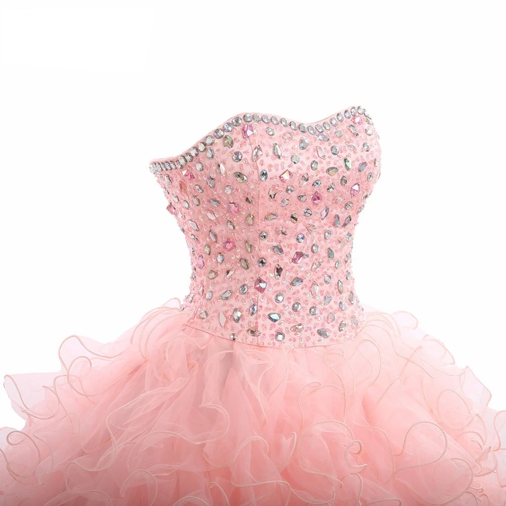 ANGELSBRIDEP настоящая фотография бальное платье Бальные платья с кристаллами из бисера сладкий 16 Платья для 15 лет Vestidos De 15 Anos