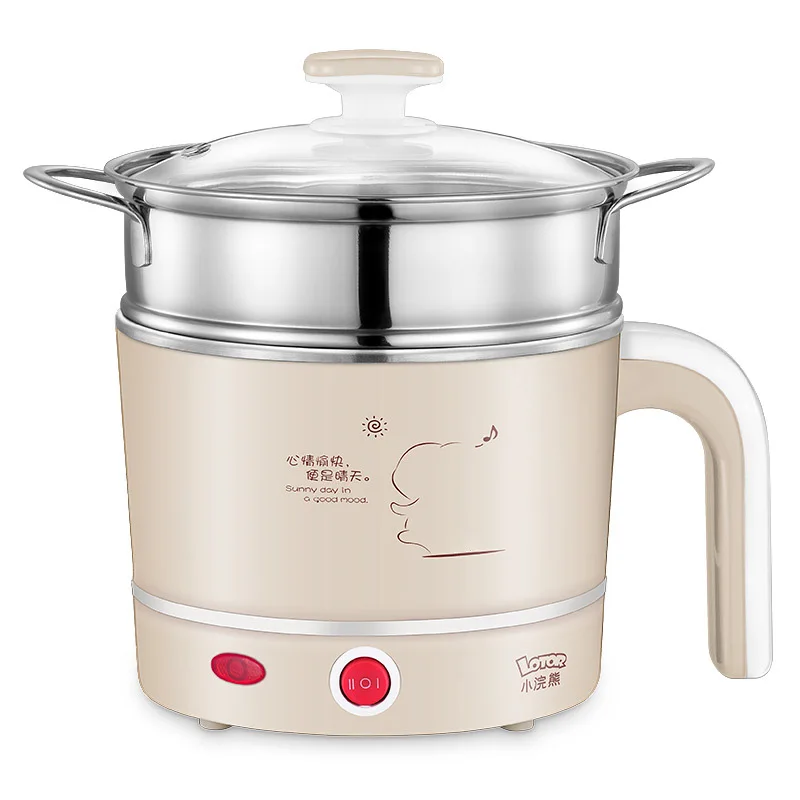 

JZ02/600W/1.2L Student DIY Mini Electric Skillets 2 Gear Fire Multi Cookers Cup Nonstick Stainless Steel Drawer Steam/Egg Boiler