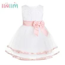 Iiniim/Одежда для новорожденных девочек на первый День рождения; праздничное платье с цветочным рисунком; Vestidos; торжественное платье-пачка с Шароварами; летнее платье