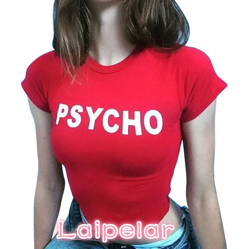 Сексуальная Женская тонкая короткая футболка, кроп-топ, с буквенным принтом, хлопковая футболка, летняя повседневная футболка с коротким рукавом, женская футболка