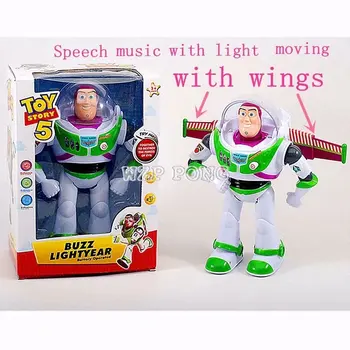 

Toy Story 5 Buzz Lightyear Figurine Toys Wings Joint Movable Voices Speak English with Lights Action Figures Kids Toys Gift
