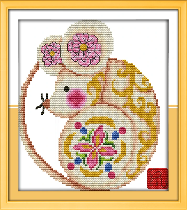 

New Year painting rat cross stitch kit Chinese 14ct 11ct count print canvas stitching embroidery DIY handmade needlework plus
