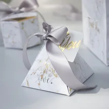 YOURANWISH 50 шт./лот Творческий мраморность стиль конфеты Коробки Пирамида свадебной вечерние наборы; детский душ спасибо подарочная коробка коробка подарочнаяподарочная коробка