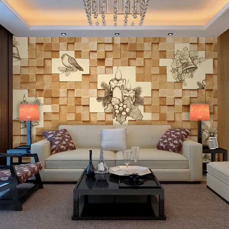 

3d Papel Mural 3d Wood Wallpaper Bird&Flower 3d photo murals sofa background wall paper 3d Wall sticker home decor