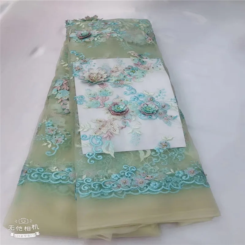

Luxury Latest French Nigerian Laces 2019 Mint Green Bridal Tulle Net Lace 3d Appliques African Wedding Lace Fabric X1541