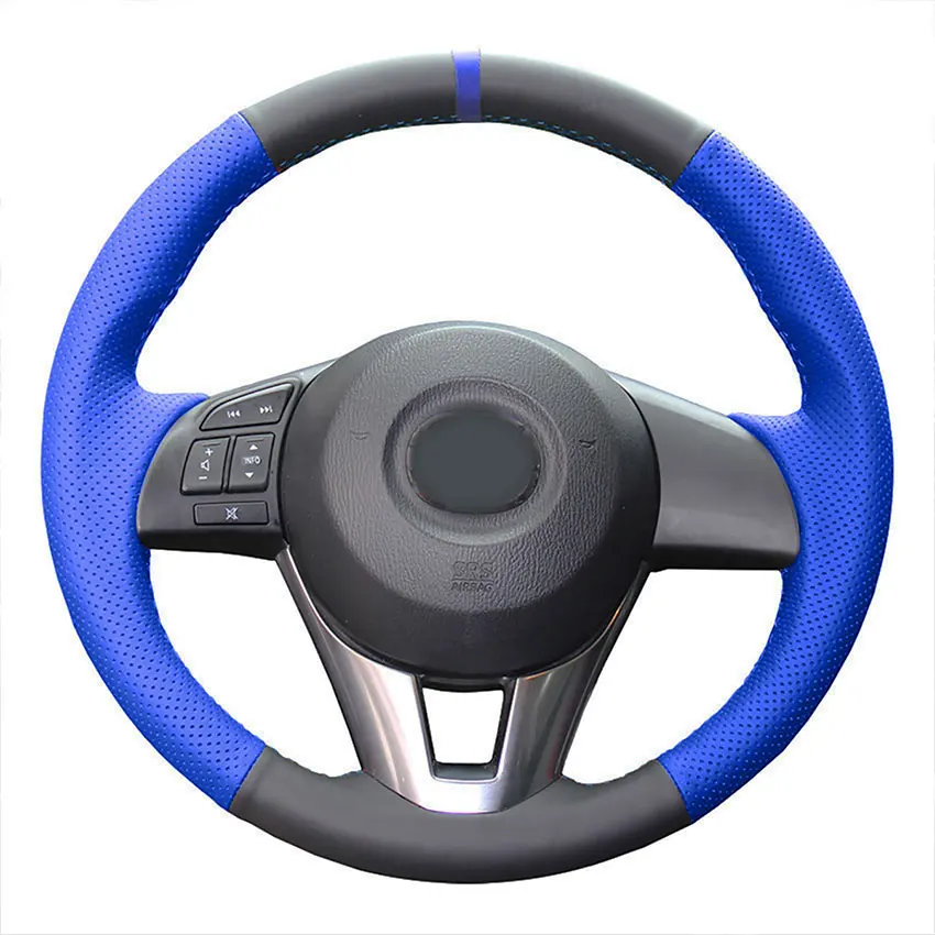 Искусственная кожа рулевого колеса автомобиля покрывает чехол для Mazda 3 Axela Mazda 6 Atenza Mazda 2 CX-3 CX-5 Scion iA - Название цвета: Серый
