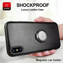 

Luxury Car Holder Ring Phone Case For iPhone X XS Max Xr 7 8 6S Plus Leather hockproof Silicone 360 Full Protective Case Cover