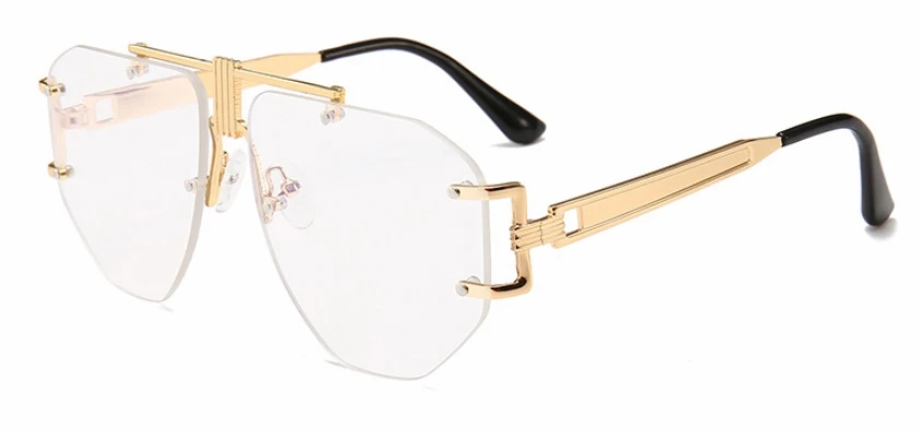 Без оправки рамки солнцезащитные очки в стиле ретро, стимпанк Для мужчин Для женщин Модные оттенки UV400 Винтаж очки Oculos 46435