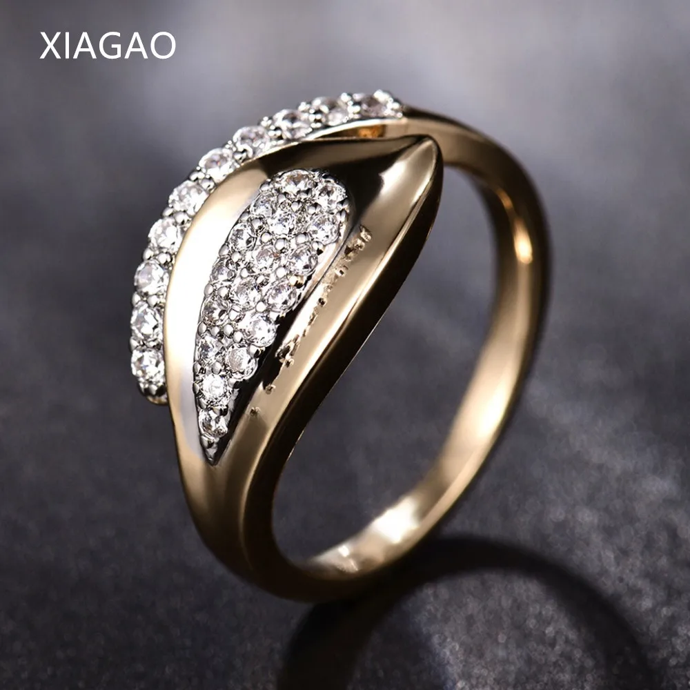 Женские Монтажные кольца XIAGAO золотого цвета Anel Feminino Aneis Bijoux с фианитом свадебные