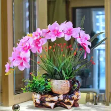 Современная керамическая ваза украшения рабочего стола Цветочная композиция сушеные поддельные цветочный горшок гостиная/офис украшения стола Декор