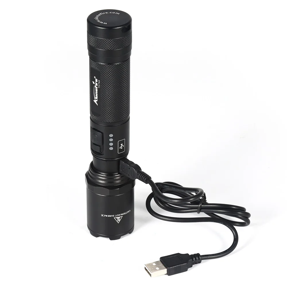 AloneFire TK700 CREE L2 светодиодный светильник с зарядкой от USB, тактический фонарь, мигающий фонарь для самообороны, полицейский рабочий светильник 18650