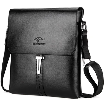 

KANGAROO Luxury Brand Messenger Bag Men Leather Crossbody Bags For Male Handbag Black Shoulder Bag Leather Man Business Work Bag