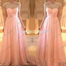 Stunning Kristall Lange Puffy Prom Kleider 2017 Heißer Verkauf Oansatz Eleganten Frauen Rosa Lange Abendgesellschaft Kleid