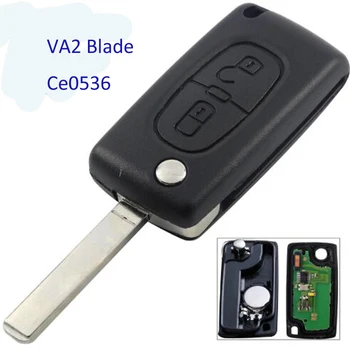 

2 Buttons VA2 Blade Flip Folding Key Shell For Citroen C2 C3 C4 Car Key for PICASSO Remote Alarm Flip Auto ID46 PCF7961 Ce0536