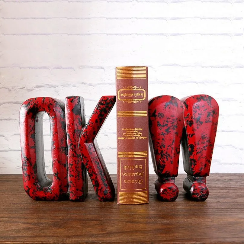 buy Vintage Style Decorative OK!! NO?? Design Resin Bookshelf Bookends 14cm(L)*17cm(H)*7cm(W)