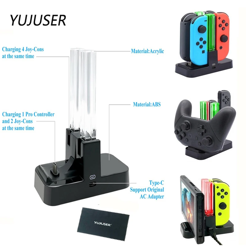 

YUJUSER 1Pcs Charging Dock for Nintend Switch Joy-Con,Controller Charging Stand Station with a USB Type-C Charger Cable