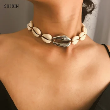 

SHIXIN Big Seashell Chokers Necklaces for Women Sea Shell Necklace Boho Women's Necklace Chocker Neclase Fashion Jewelry female