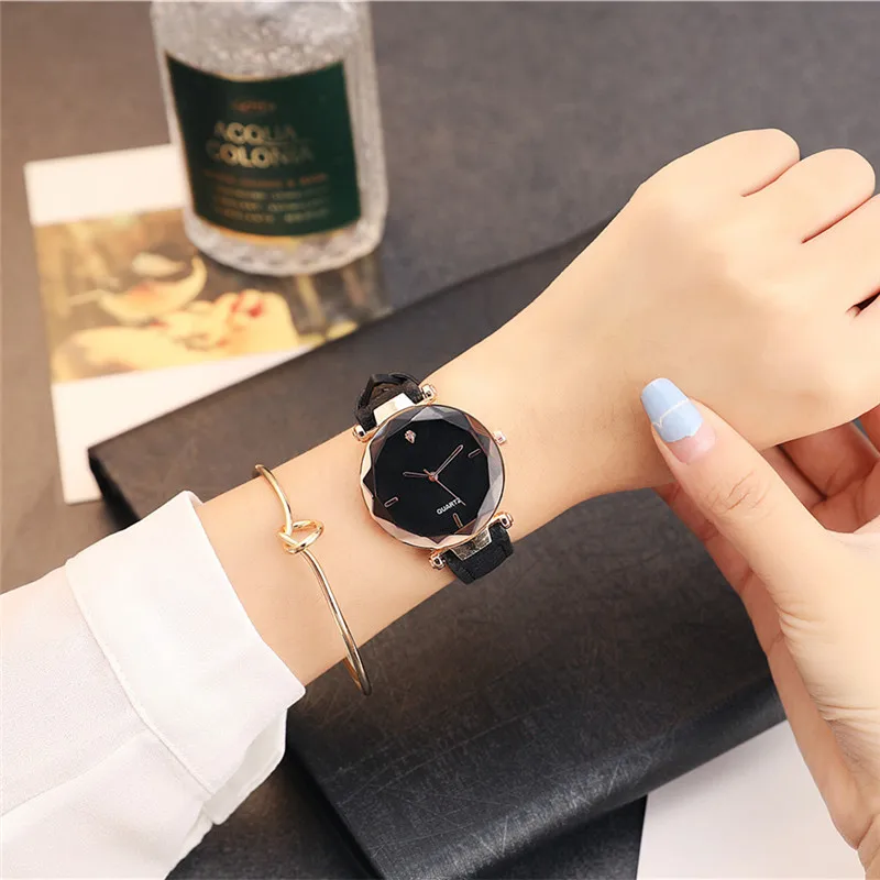 

2018 Fashion Rhinestone Women Watches Luxury Golden Leather Ladies Watch Women Dress Watch Relogio Feminino erkek kol saati Hour