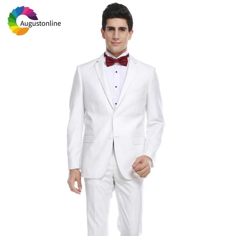 Evening Party White Men Suit Groom Blazer Tailored Made Slim Fit Formal Tuxedo Best Man Prom 2018 Costume Homme Mariage 2 Pieces men suits business smart casual blazer tailored made slim fit formal tuxedos best man prom 2018 terno masculino 2 pieces