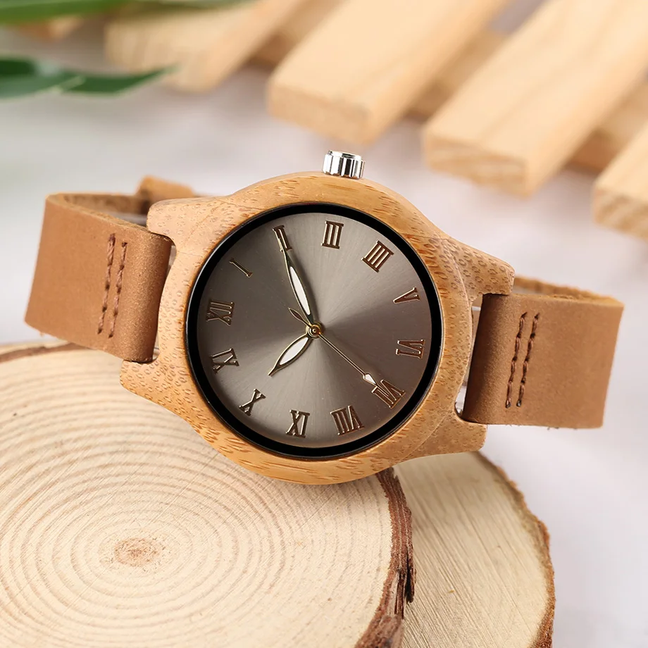 Fashion Slim Band Women Watches Mirror Roman Numbers Smooth Dial Lady Quartz Clock Round Standard Genuine Leather Dress Watches (9)