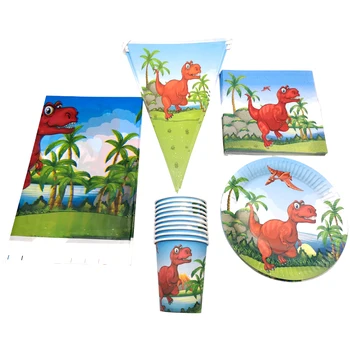 

Dinosaur Theme Napkins Decorate Flags Cups Birthday Party Hanging Banner Baby Shower Boys Kids Favors Tablecloth Plates 51PCS