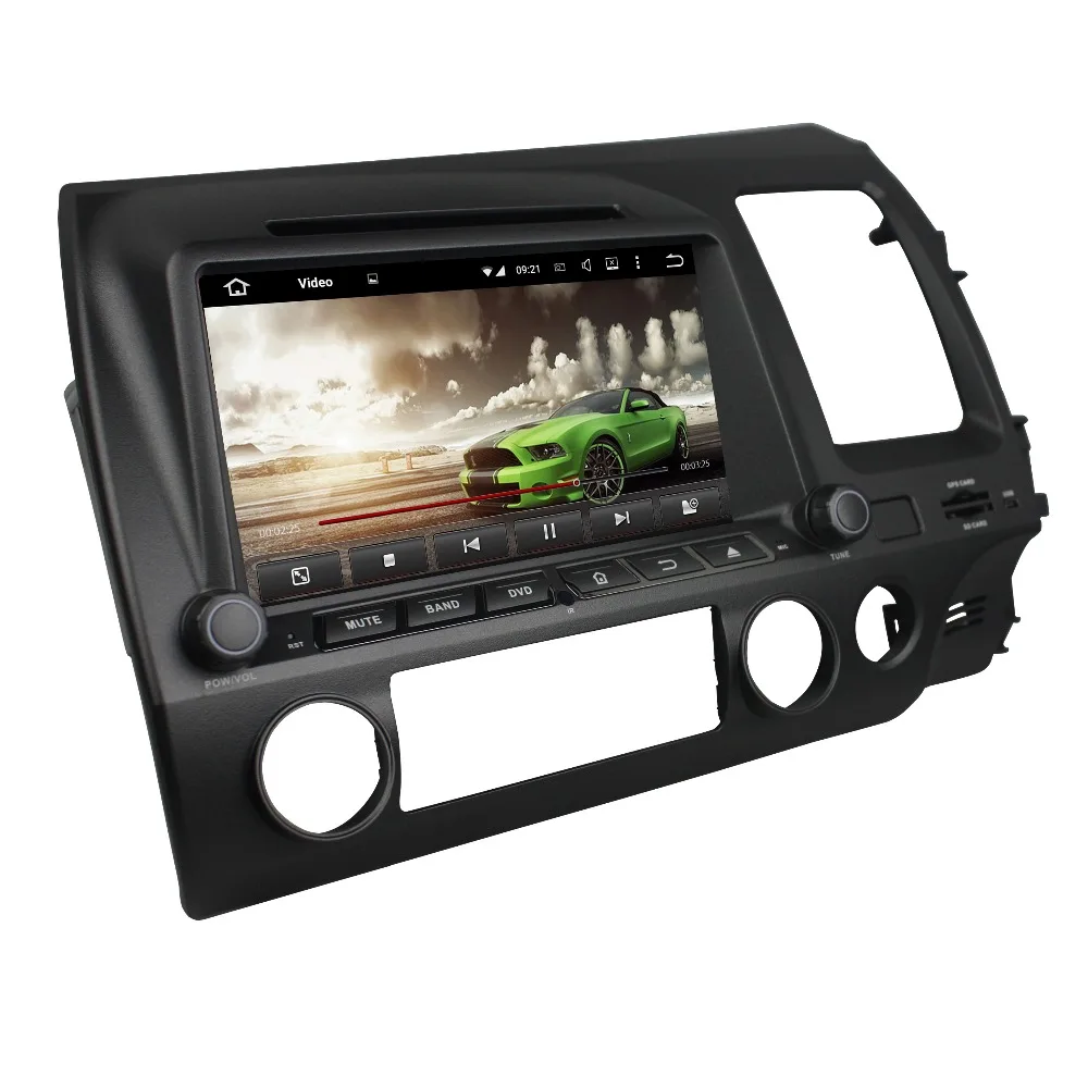 Discount 2 din 8" Android 8.0 Car Stereo DVD Radio GPS Multimedia for Honda Civic 2006-2011 Right 4GB RAM Bluetooth WIFI USB Mirror-link 12