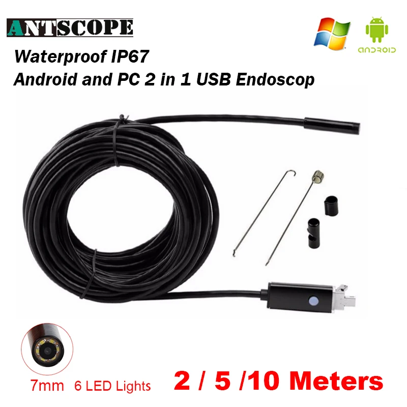 

Antscope Endoscope 7MM 2M 5M 10M Endoscope HD USB Android Endoscopio Camera Android Borescope USB Endoskop Inspection Camera 50