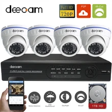 Deecam AHDM CCTV AHD Camera 1200TVL CMOS 1.0mp Home Camera Security KIT Camera Surveillance System 720P IR Outdoor Dome 1TB HDD