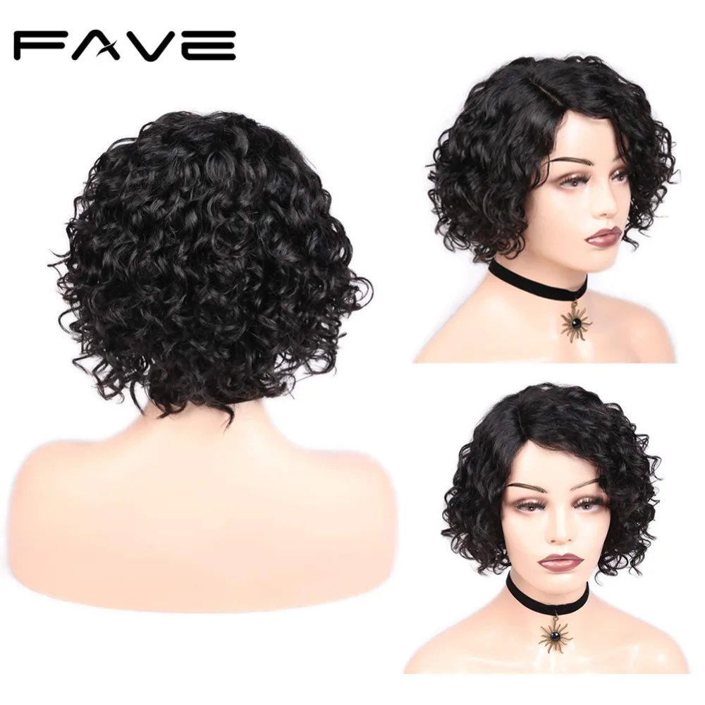 Short Afro Curly Bob Lace Wigs Brazilian Human Hair Glueless L Part Wavy Wig for Women 1B# 30# 99J# Color FAVE Hair