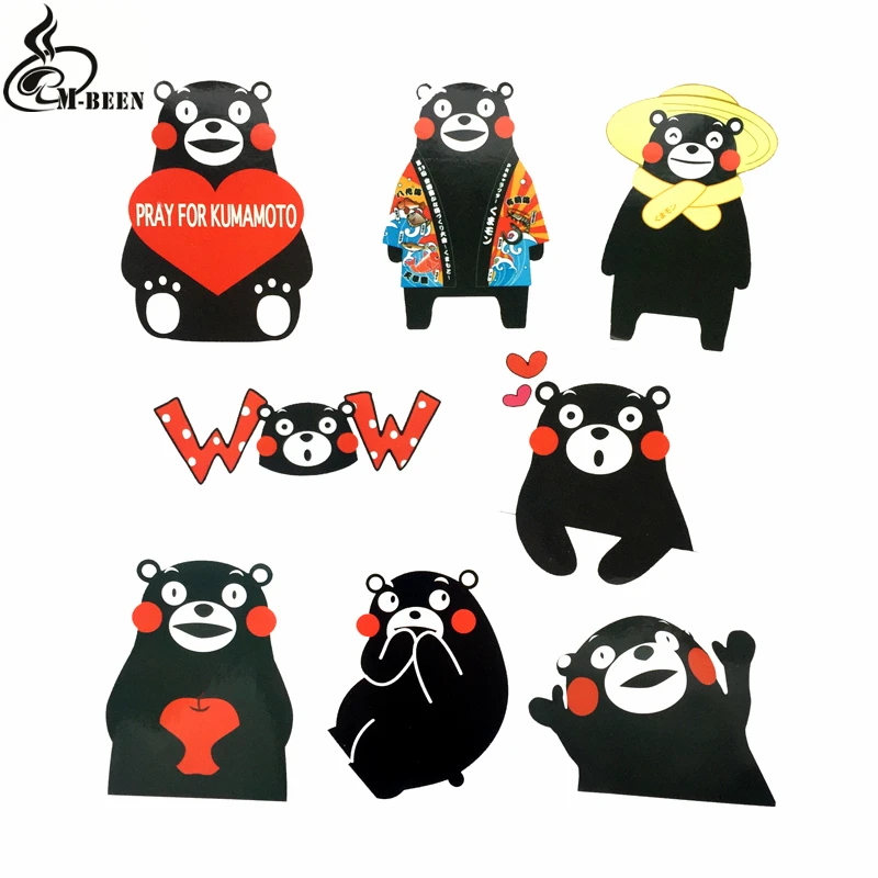 8 шт./лот, японские Мультяшные наклейки Kumamon для ноутбука, багажа, скейтборда, велосипеда, ноутбука, водонепроницаемые граффити, детские игрушки, наклейки из ПВХ